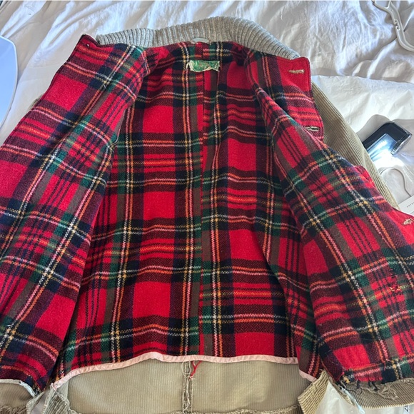 LAND-Y-LAZE Vtg 50-60s Wide Wale Corduroy Barn Coat Plaid Blanket Lined Mens M - Picture 9 of 13